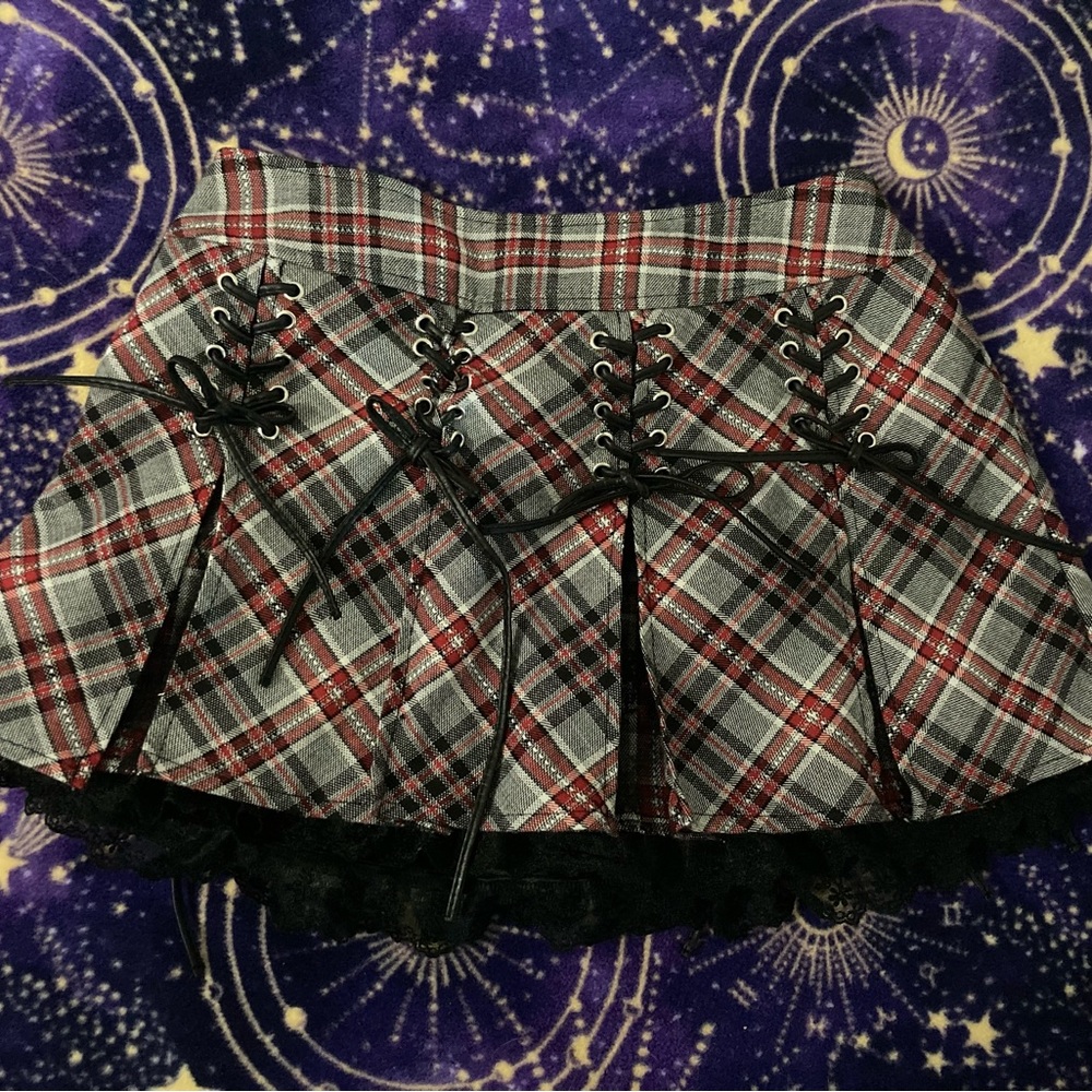 TRALALA LIZ LISA LACE AND PLAID SKIRT / SKORT